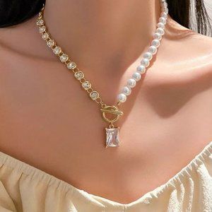 #NEW 18K GOLD ELEGANT LOVE PEARL NECKLACE